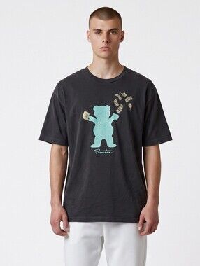 Primitive Men’s Black Graphic T-Shirt with Blue Bear Print